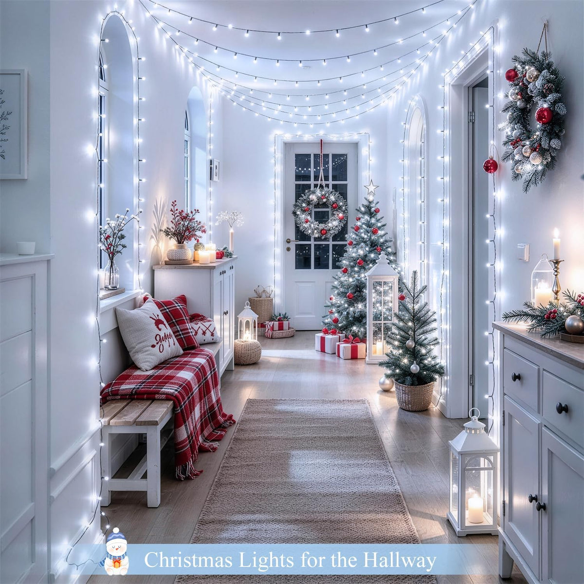 JMEXSUSS 250 luces LED blancas de Navidad para exteriores, luces de...