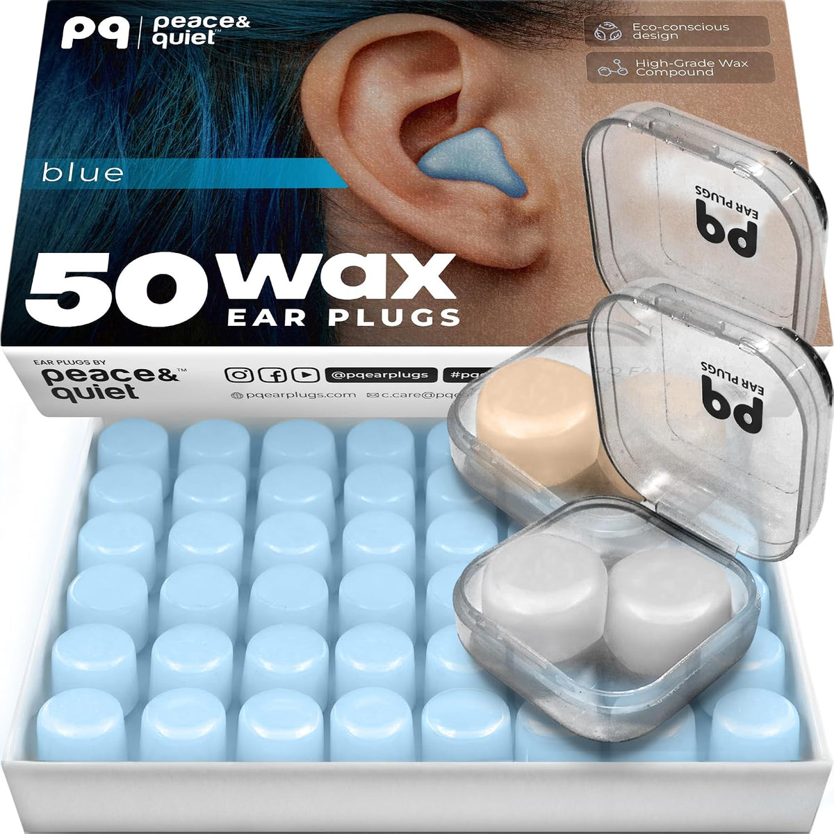 Peace&amp;Quiet PQ - Tapones para los oídos de cera de gel de silic...