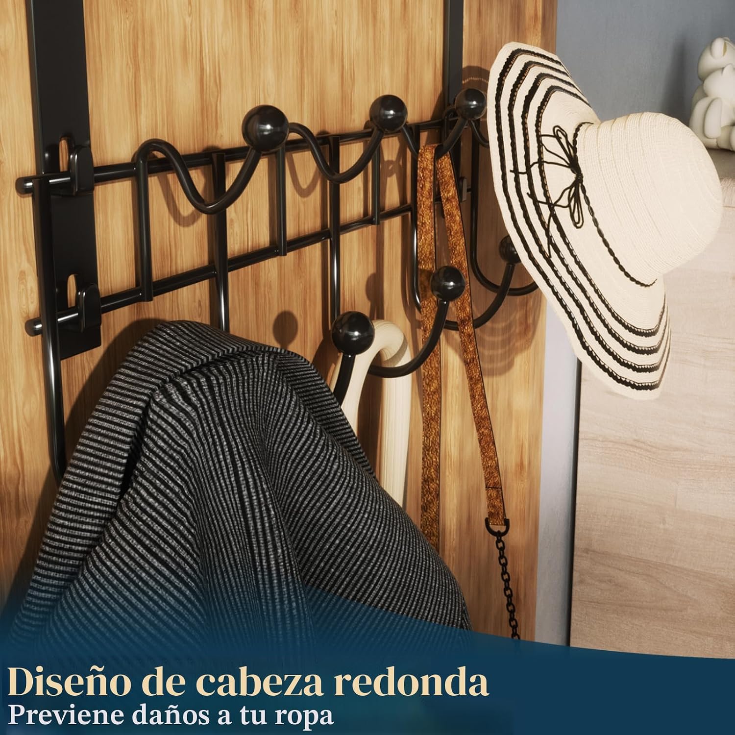 Consumest Organizador de Ganchos Sobre la Puerta - Colgador de Puer...