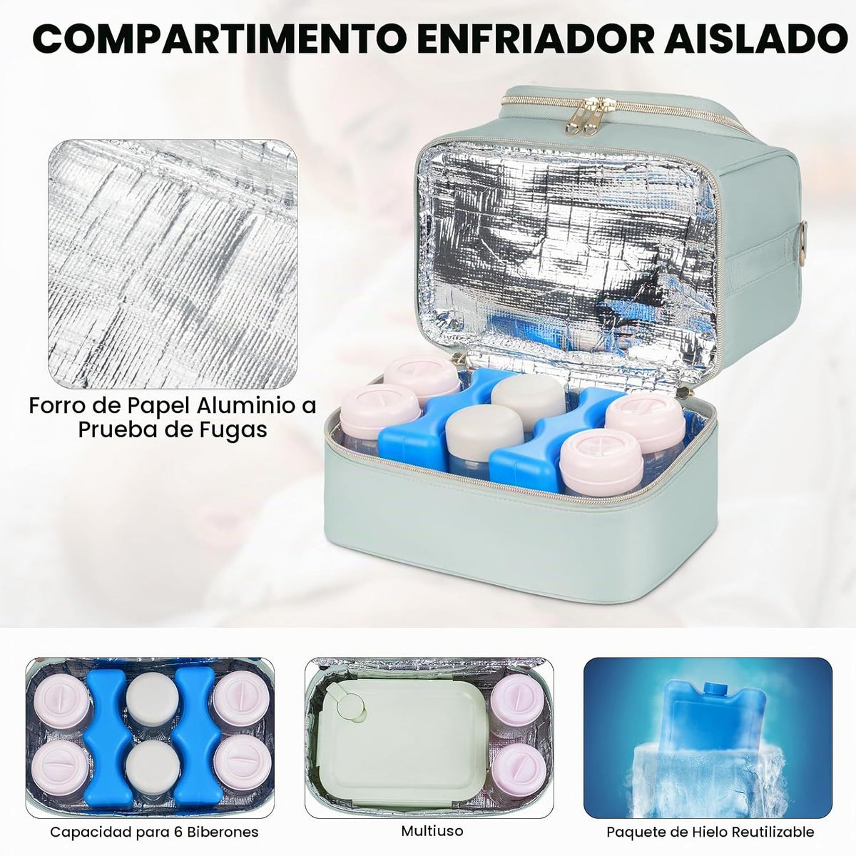 Jaffzora Bolsa de extractor de leche portátil con compartimento enf...