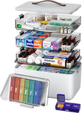 CTIME Organizador de medicamentos XL de 4 niveles con mango de cuer...