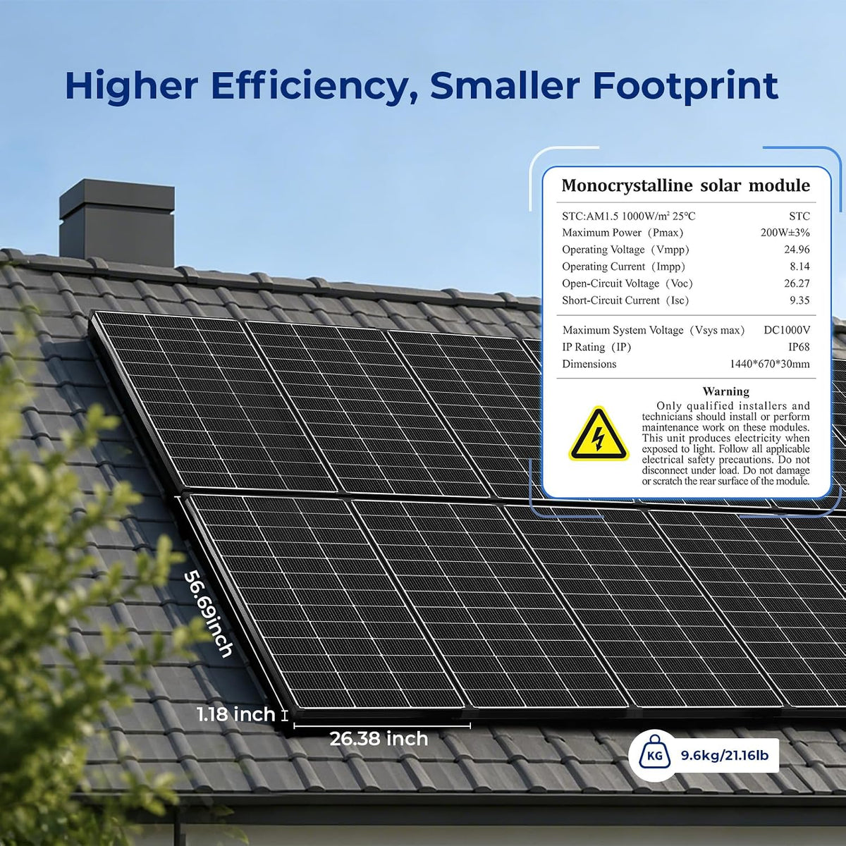 AeternaSol Paneles solares de 800 W, 4 paneles solares bifaciales d...
