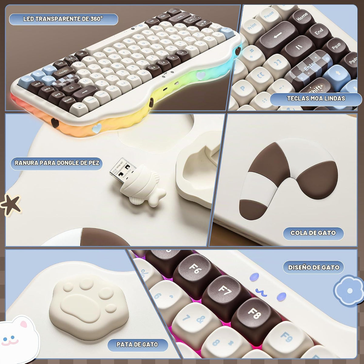 YUNZII C75 Lindo teclado mecánico inalámbrico 75% (Choco, interrupt...