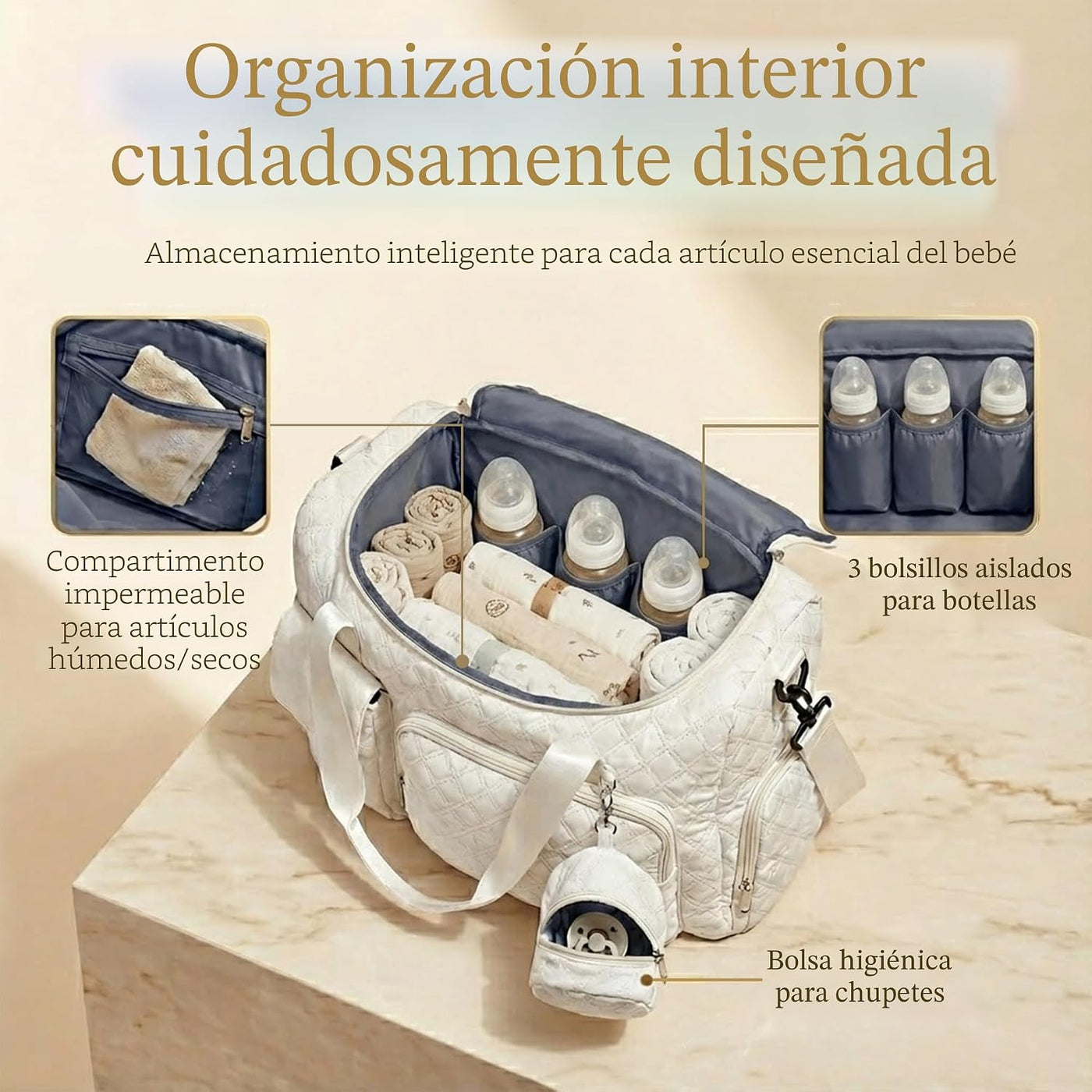 Bolsa de pañales extra grande con compartimento para zapatos y bols...