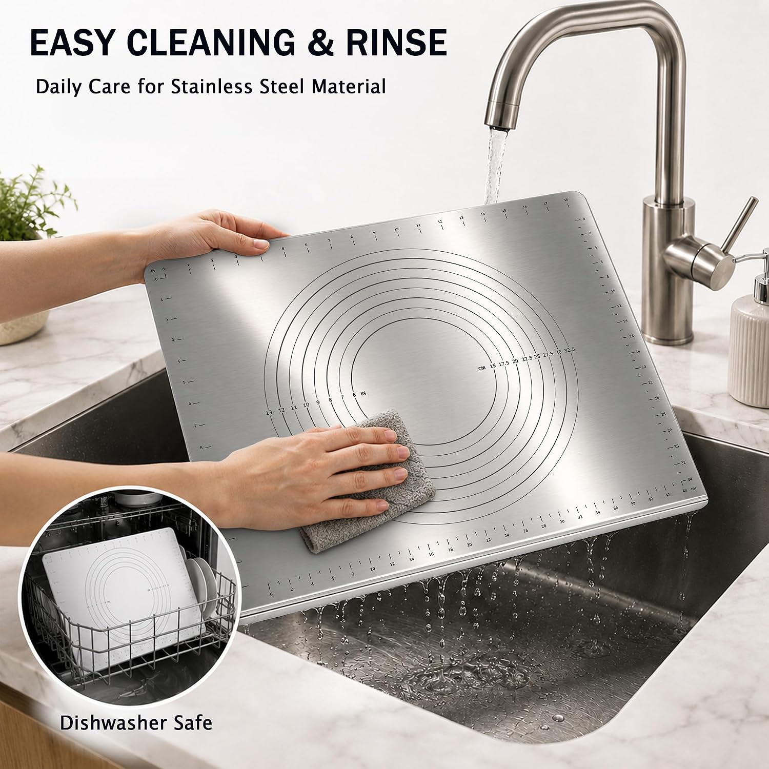 Guplai Tabla de cortar de acero inoxidable 304 con borde para cocin...