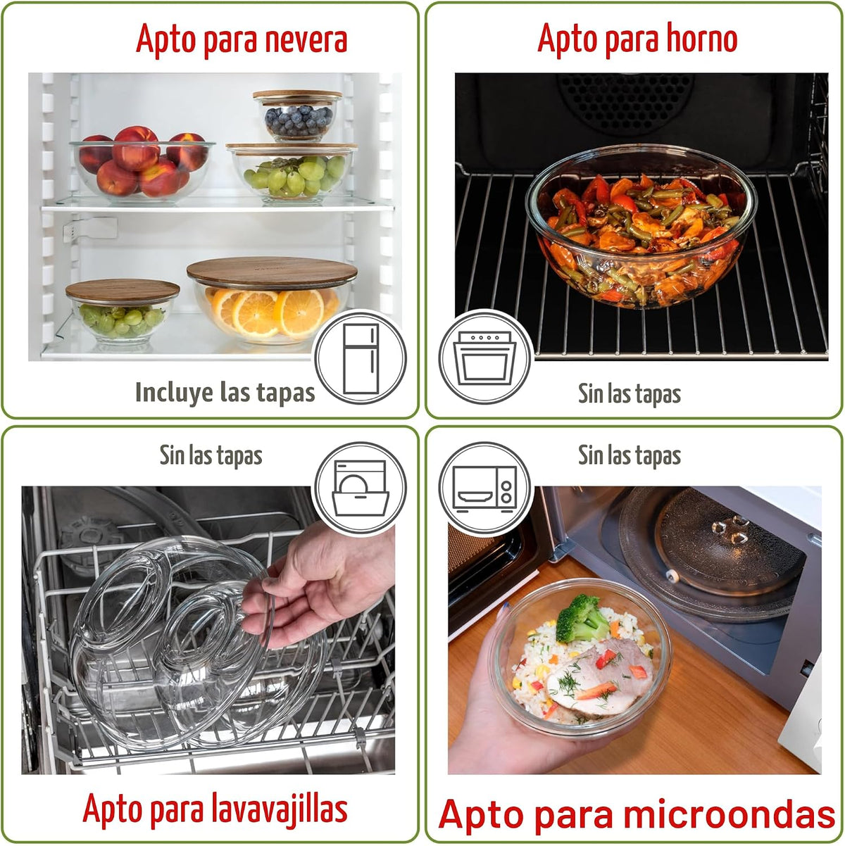 dokaworld - Juego de 5 cuencos apilables de vidrio para mezclar con...