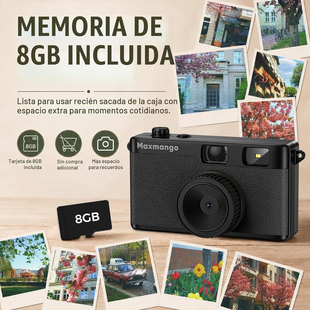 Maxmango Cámara digital vintage D53 - Cámara digital retro de 12 MP...