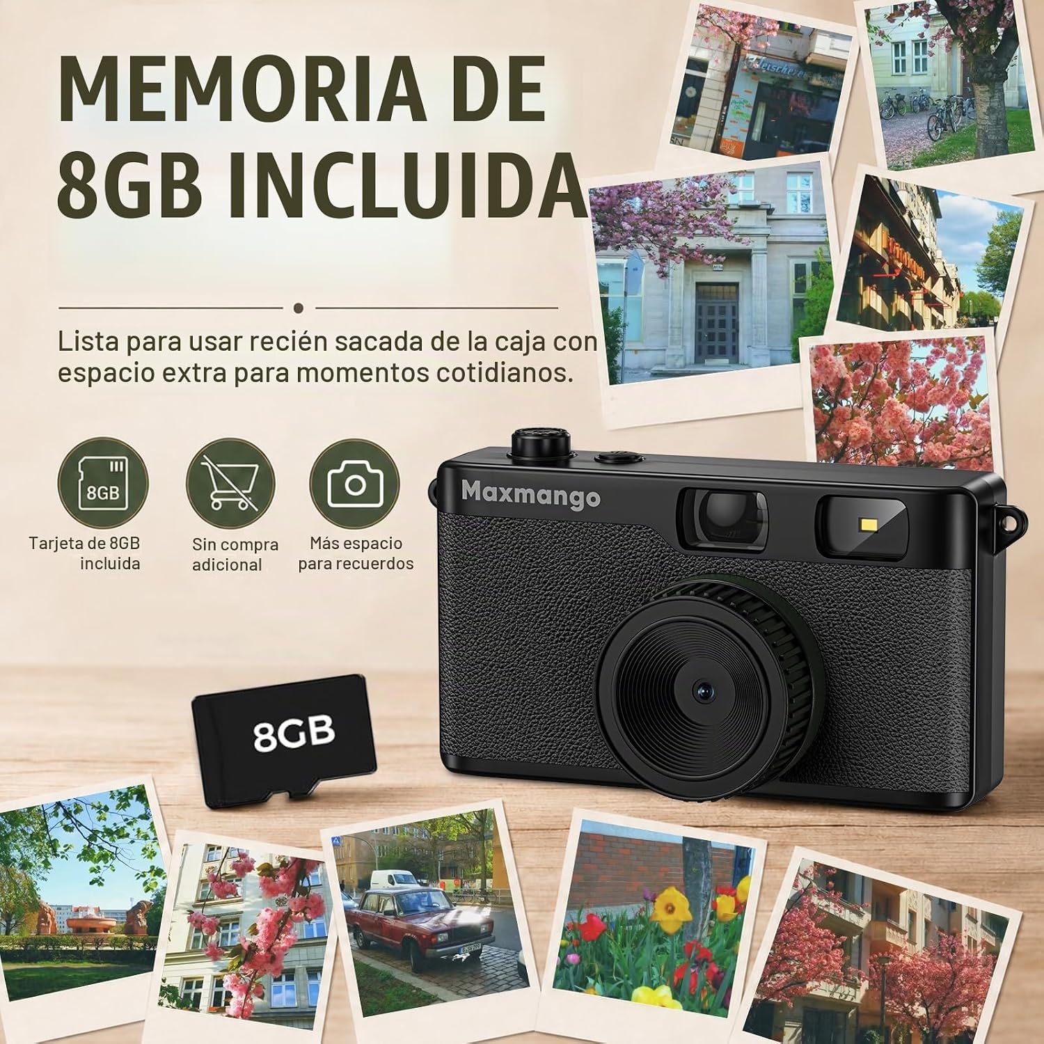 Maxmango Cámara digital vintage D53 - Cámara digital retro de 12 MP...