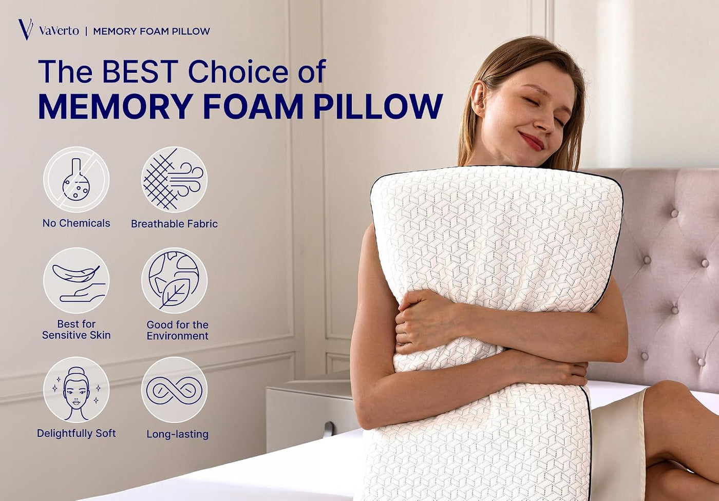 Vaverto Almohadas de espuma viscoelástica - Almohada refrescante fi...