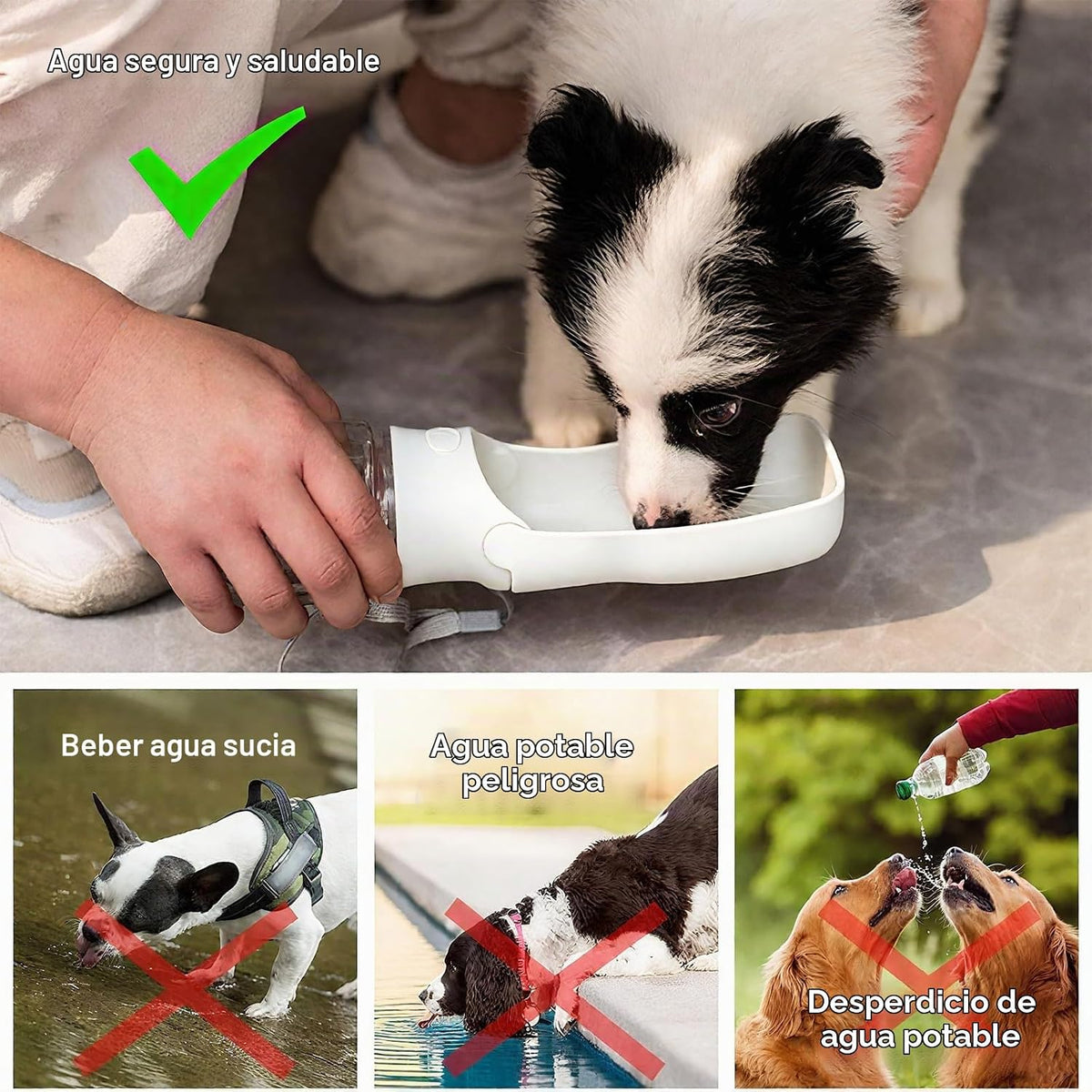 AIKIDS - Botella de agua portátil para perros plegable | Dispensado...