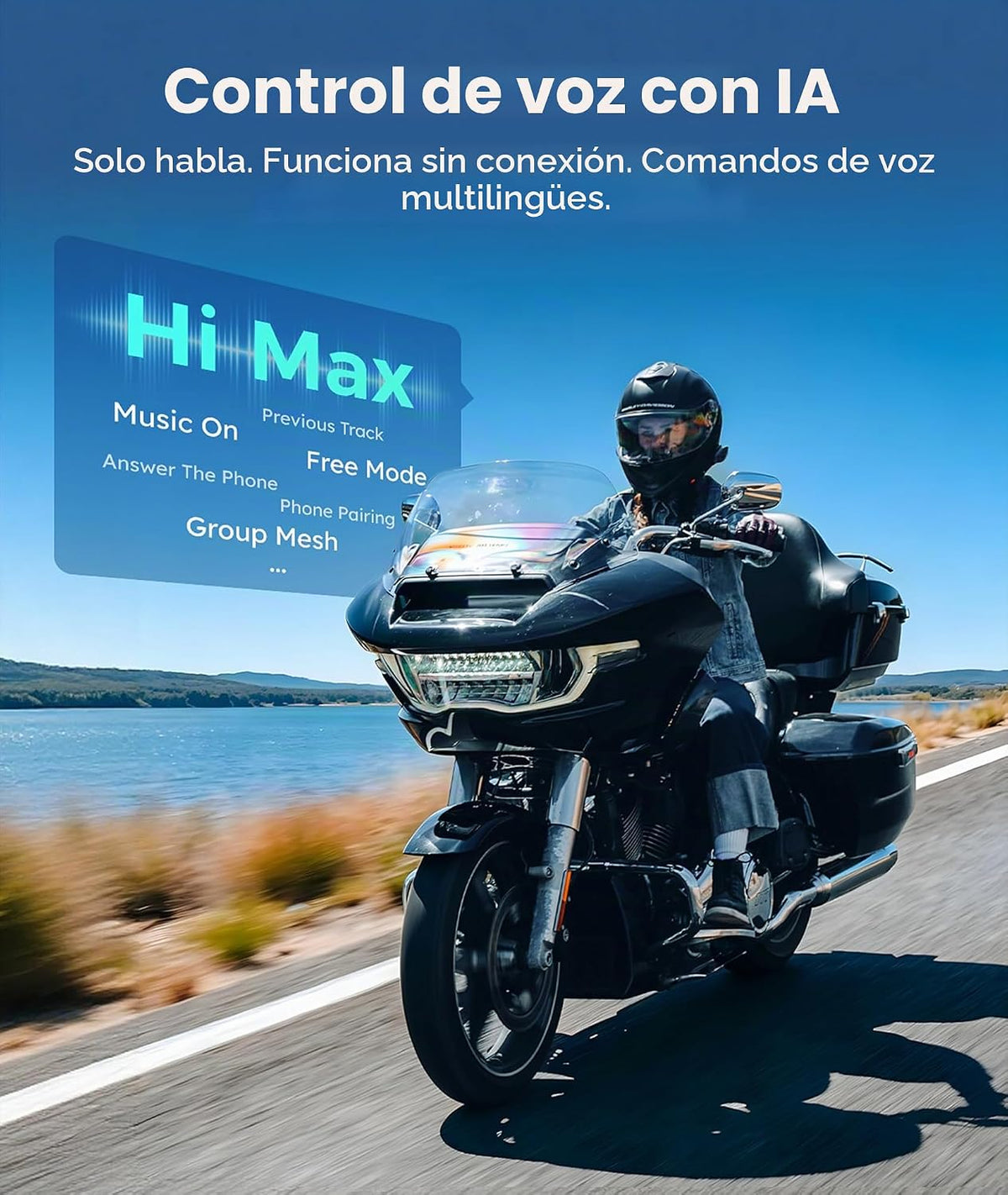 ASMAX Auriculares Bluetooth F1 para motocicleta con control de voz...