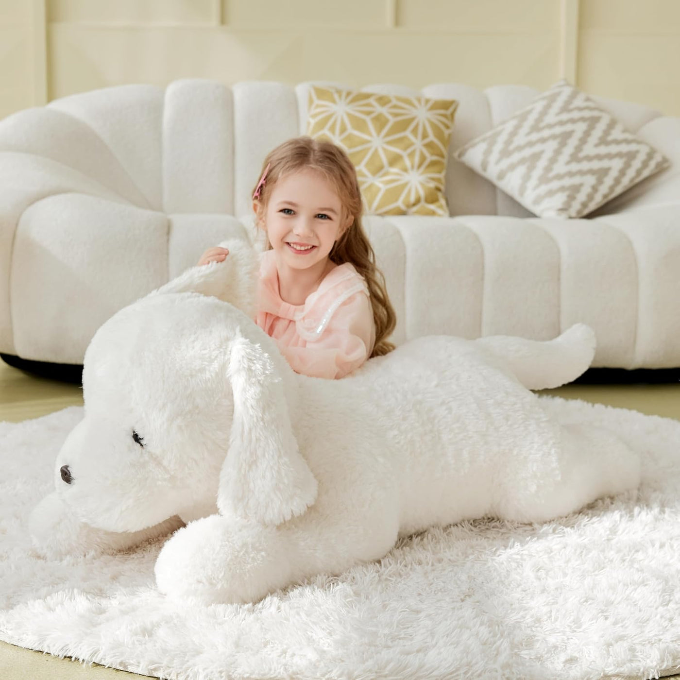 IKASA Peluche de perro labrador blanco gigante de 30 pulgadas, suav...