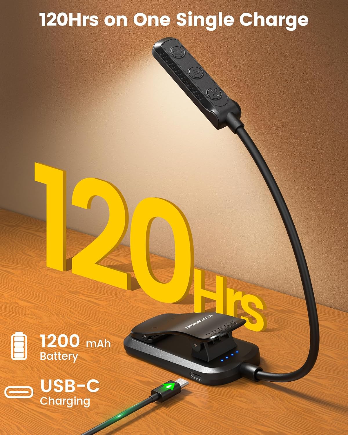 Glocusent Paquete de luz de libro recargable USB con 13 LED de luz...