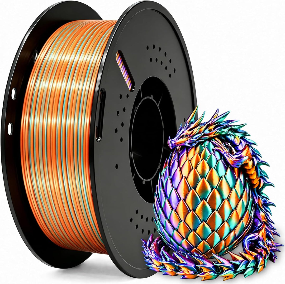 Frucindra Filamento de impresora 3D PLA+ de seda presecado, filamen...