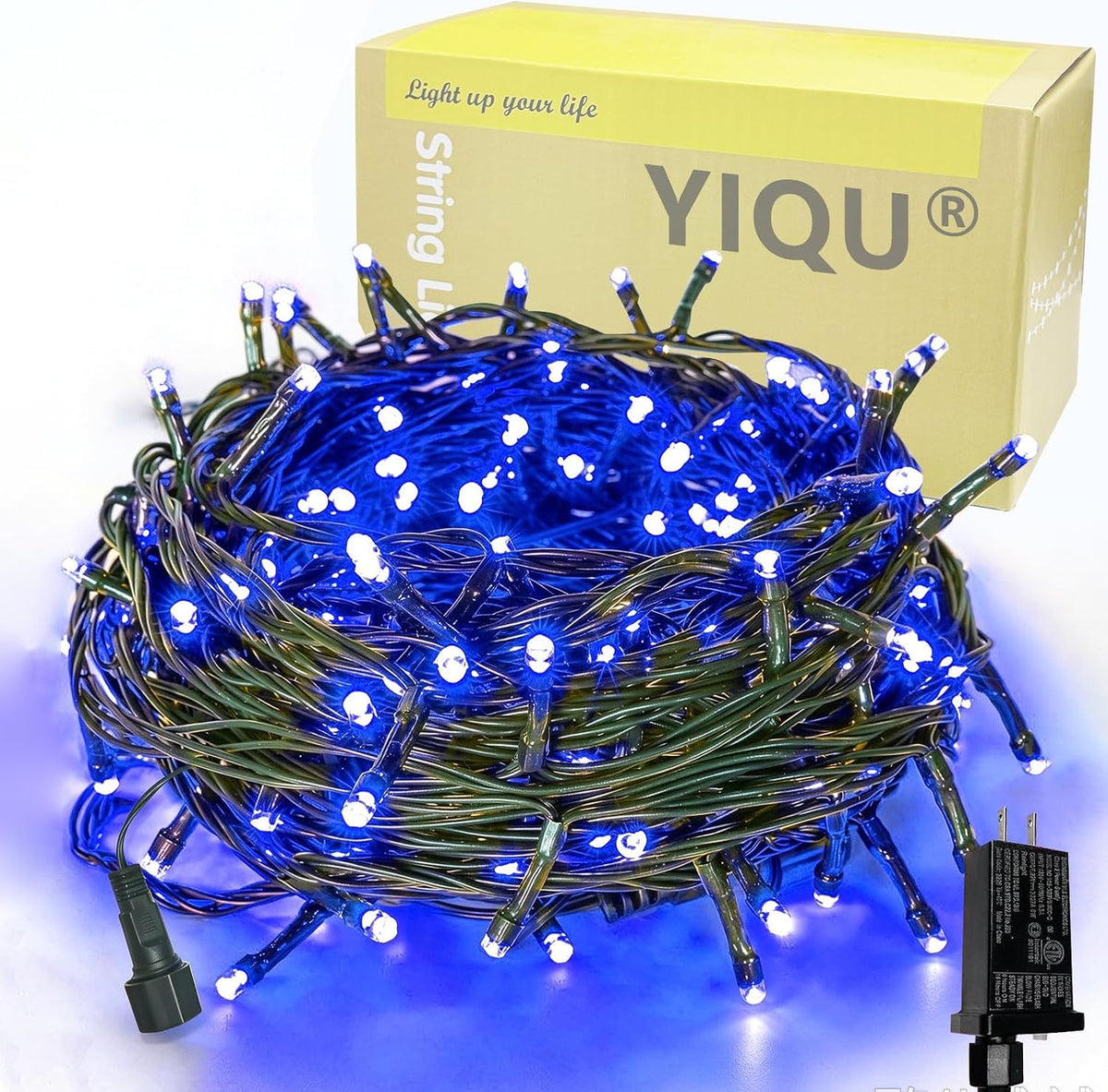 La secuencia azul conectable de la Navidad de 75,8 pies 200 LED enc...