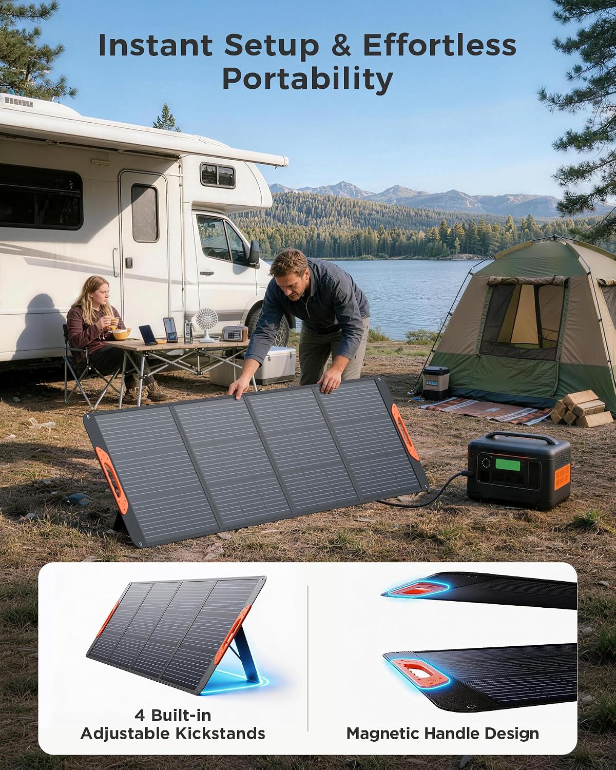 ZOUPW Panel solar portátil de 200W para la central eléctrica | Pane...