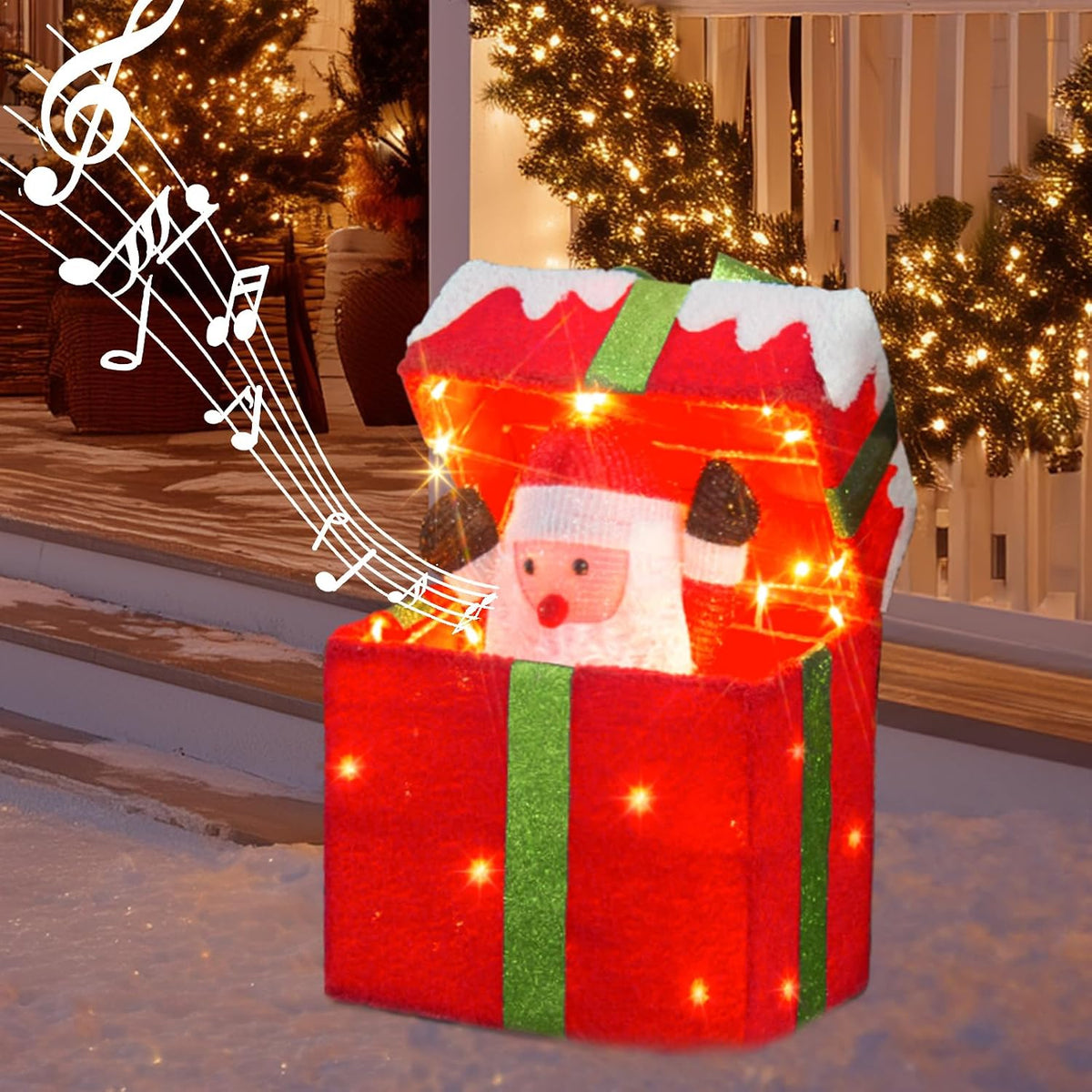 Decoraciones de Navidad para interiores Caja de regalo iluminada co...