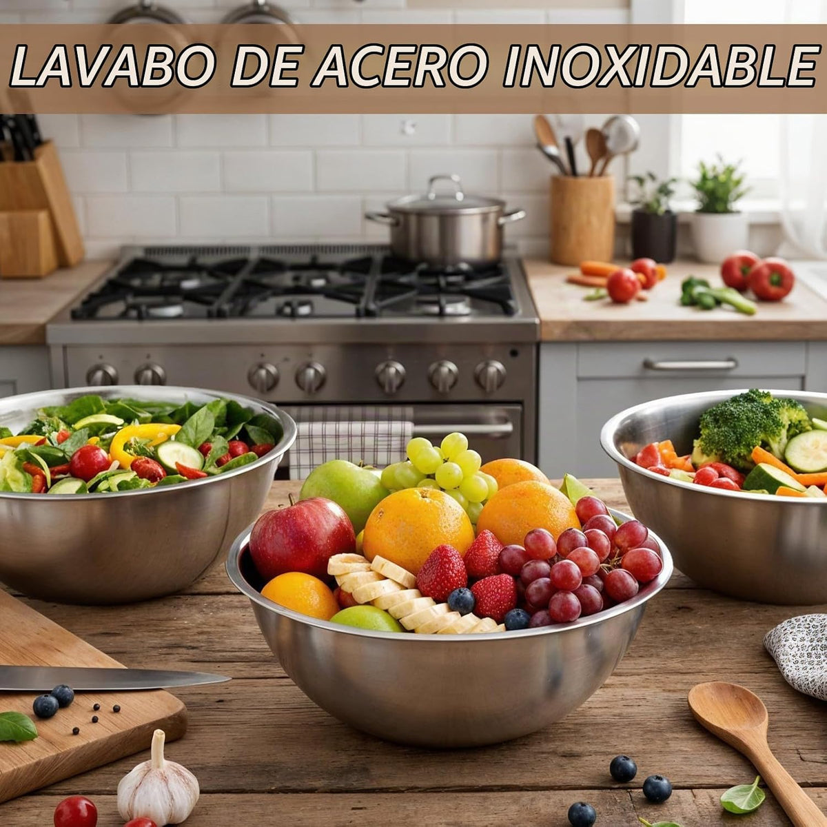 12 cuencos de acero inoxidable para mezclar con graduaciones, cuenc...