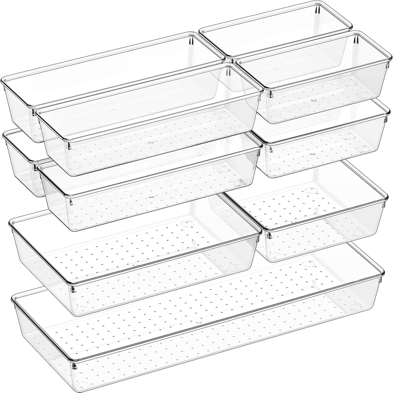 Criusia - Juego de 11 organizadores de cajones de plástico transpar...