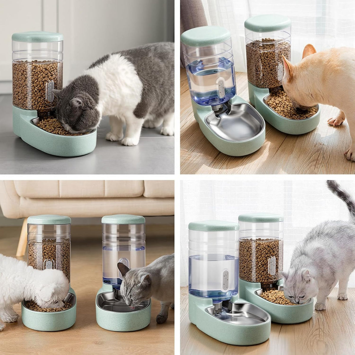 Comedero automático para gatos y dispensador de agua con cuenco de...
