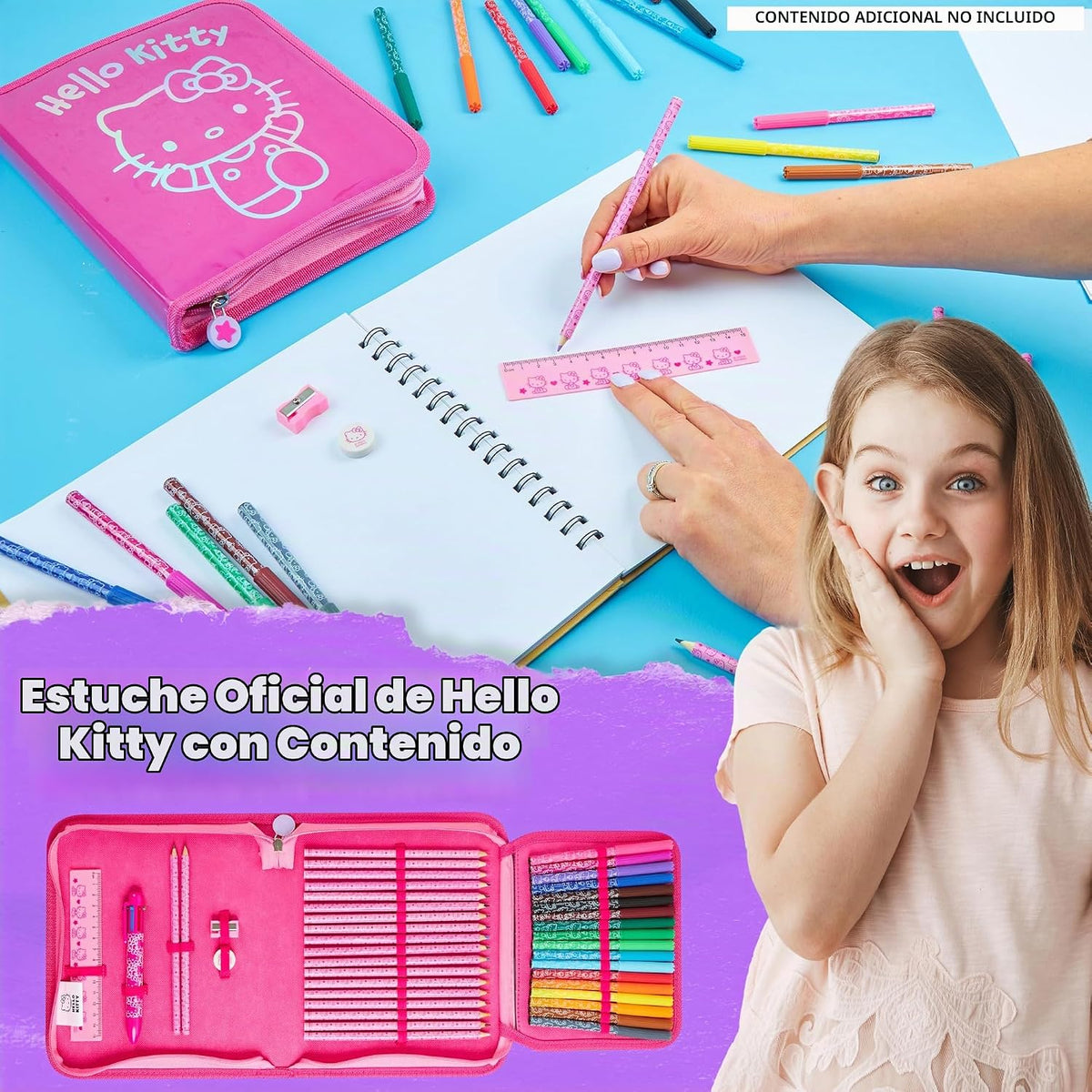 Hello Kitty Sanrio - Estuche para lápices de colores para niños, ma...
