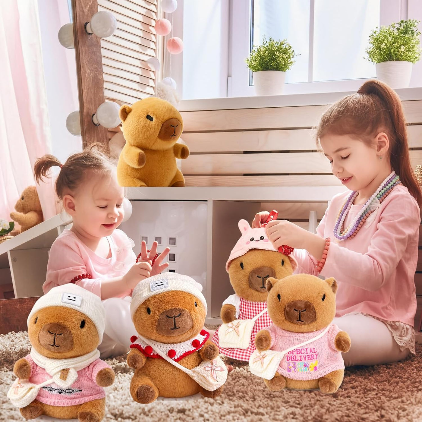 TITQWOP Juguete de peluche Capybara marrón de 10.2 pulgadas con 9 p...