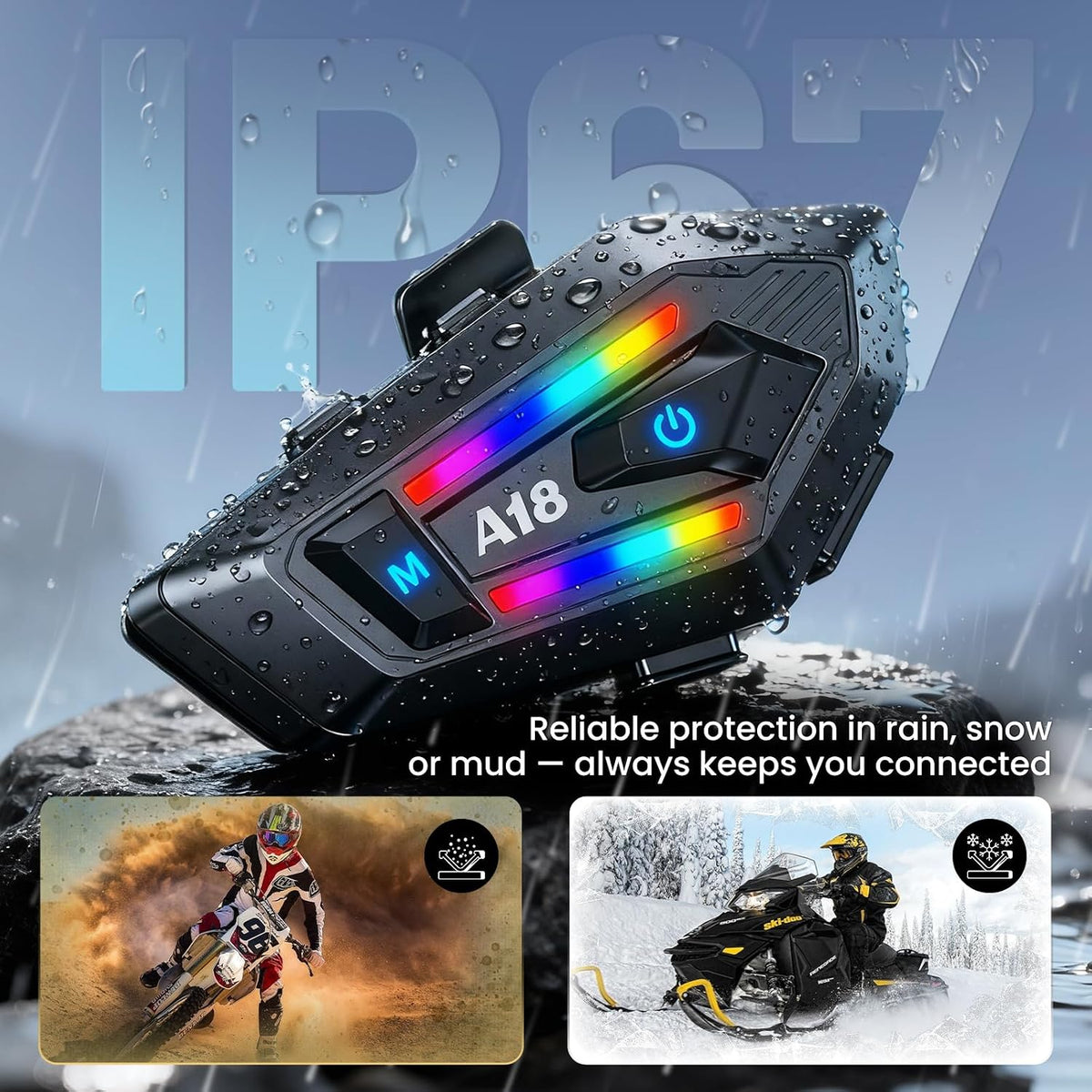 AURISOM Auriculares Bluetooth para casco de motocicleta con 2 tipos...
