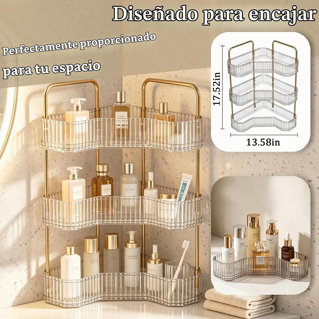 Organizador de baño esquinero de 3 niveles, estante para mostrador...