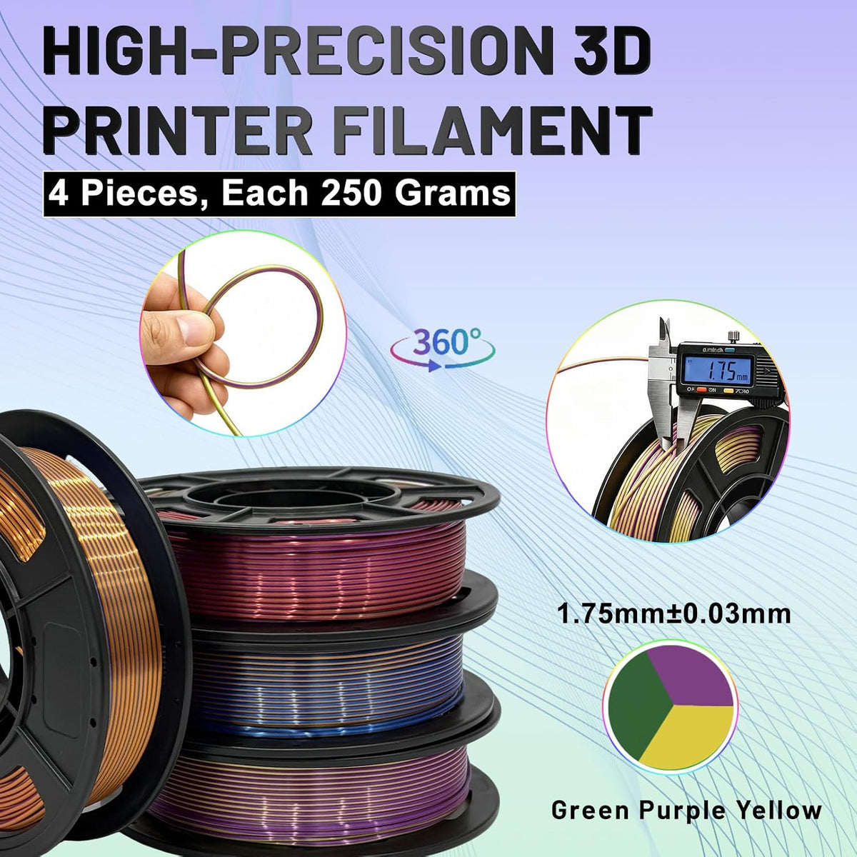 Colourbing Paquete de filamentos para impresora 3D Silk PLA+, brill...