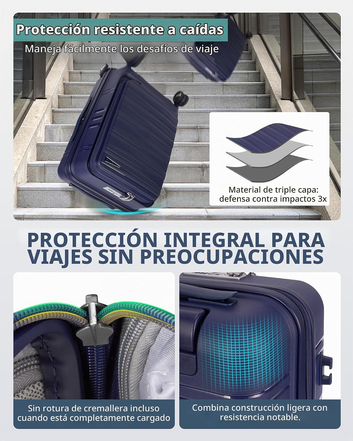 RAINSMORE Maleta de mano expandible de 20 pulgadas, aprobada por ae...