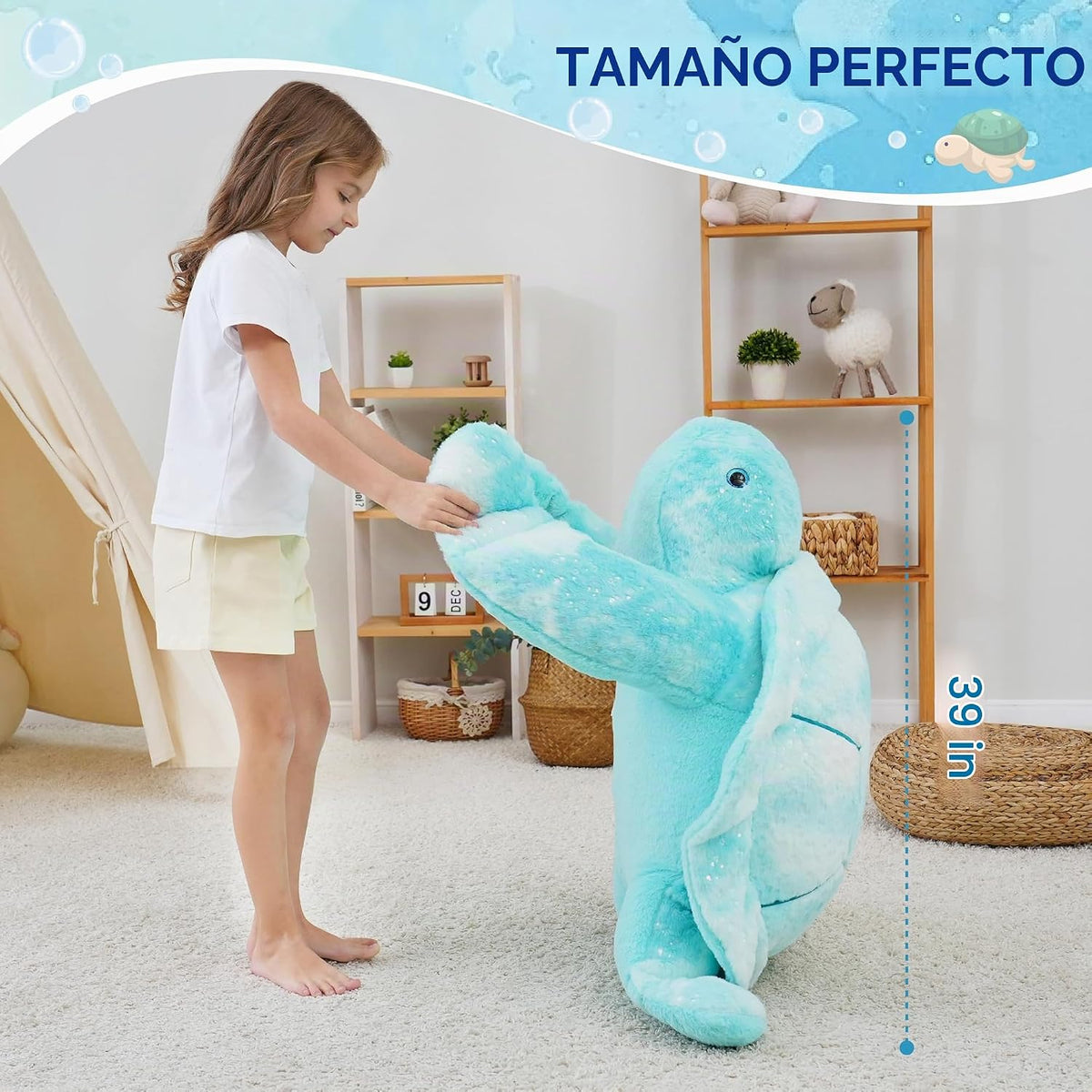Jrystar - Animal de peluche gigante de tortuga marina, almohada de...