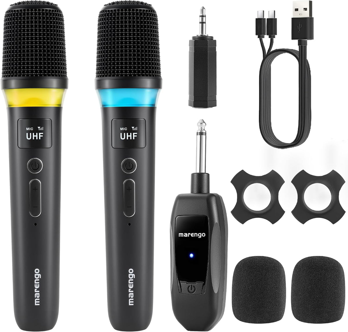 Micrófono inalámbrico Marengo, control de volumen, luces LED, 40 ho...