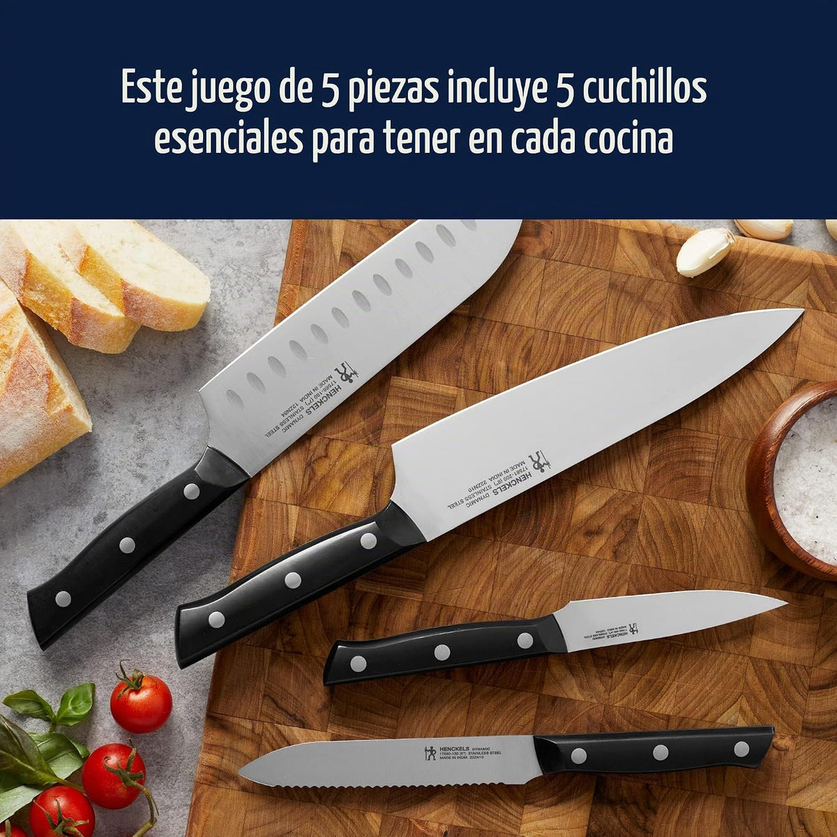 Henckels Juego de cuchillos dinámicos de 5 piezas con chef, pan, ut...