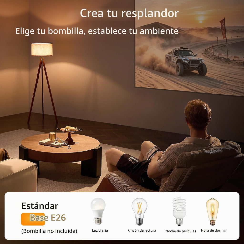 LEPOWER Lámpara de pie trípode de madera, lámpara de pie de mediado...