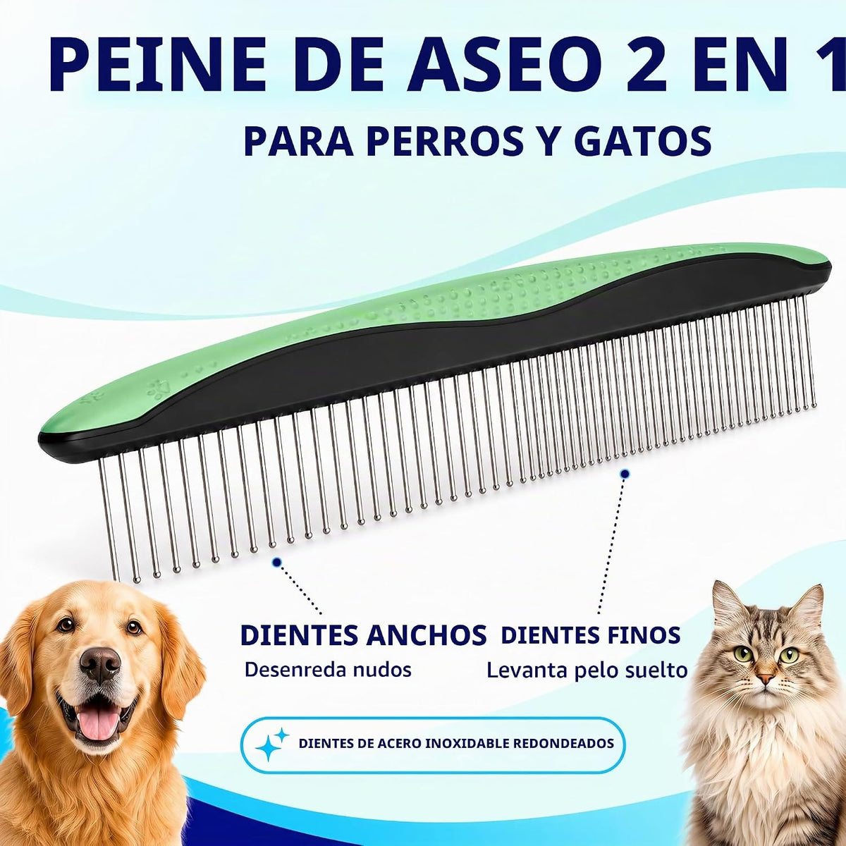Pat Your Pet Combo de cepillo de deshedding y peine de metal para g...