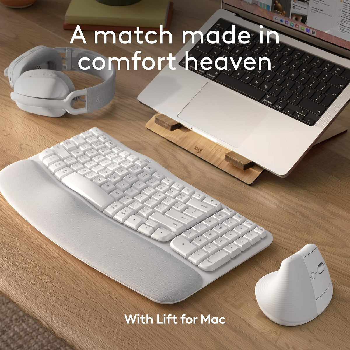 Logitech Wave Keys - Teclado ergonómico inalámbrico Bluetooth para...