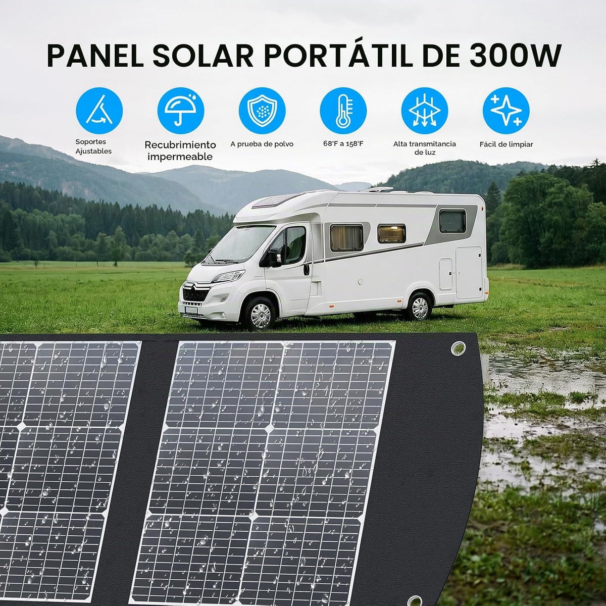 Maleta portátil con Panel Solar de 300W, Cable MC4 de 40V, XT60 DC...