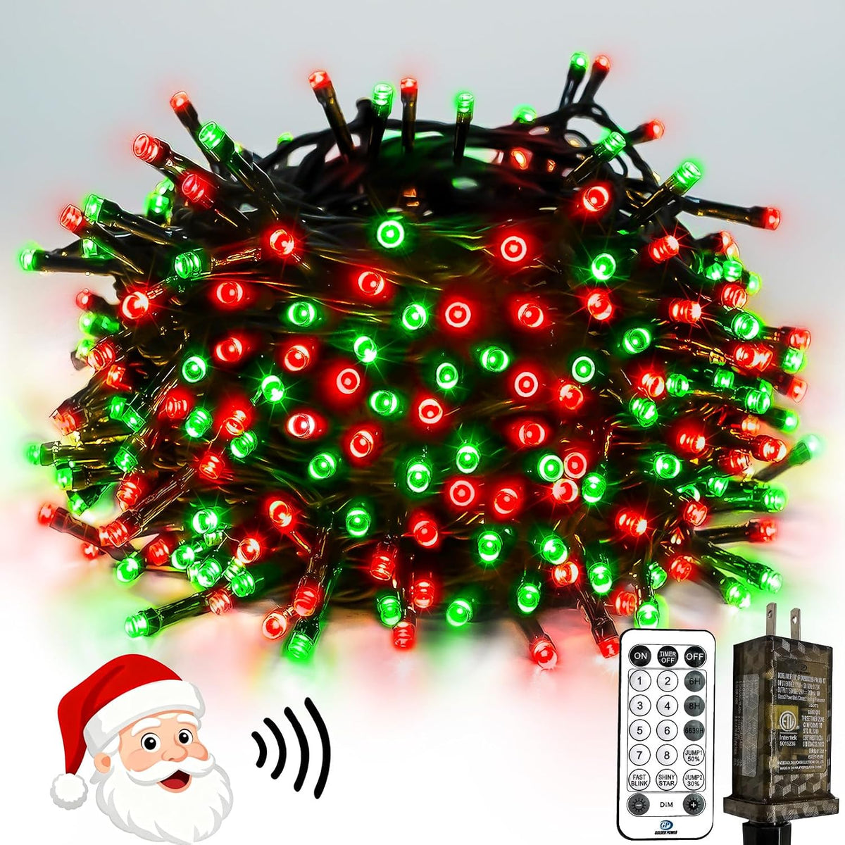 Guirnalda de luces navideñas de 300 LED, 99 pies, controladas por v...