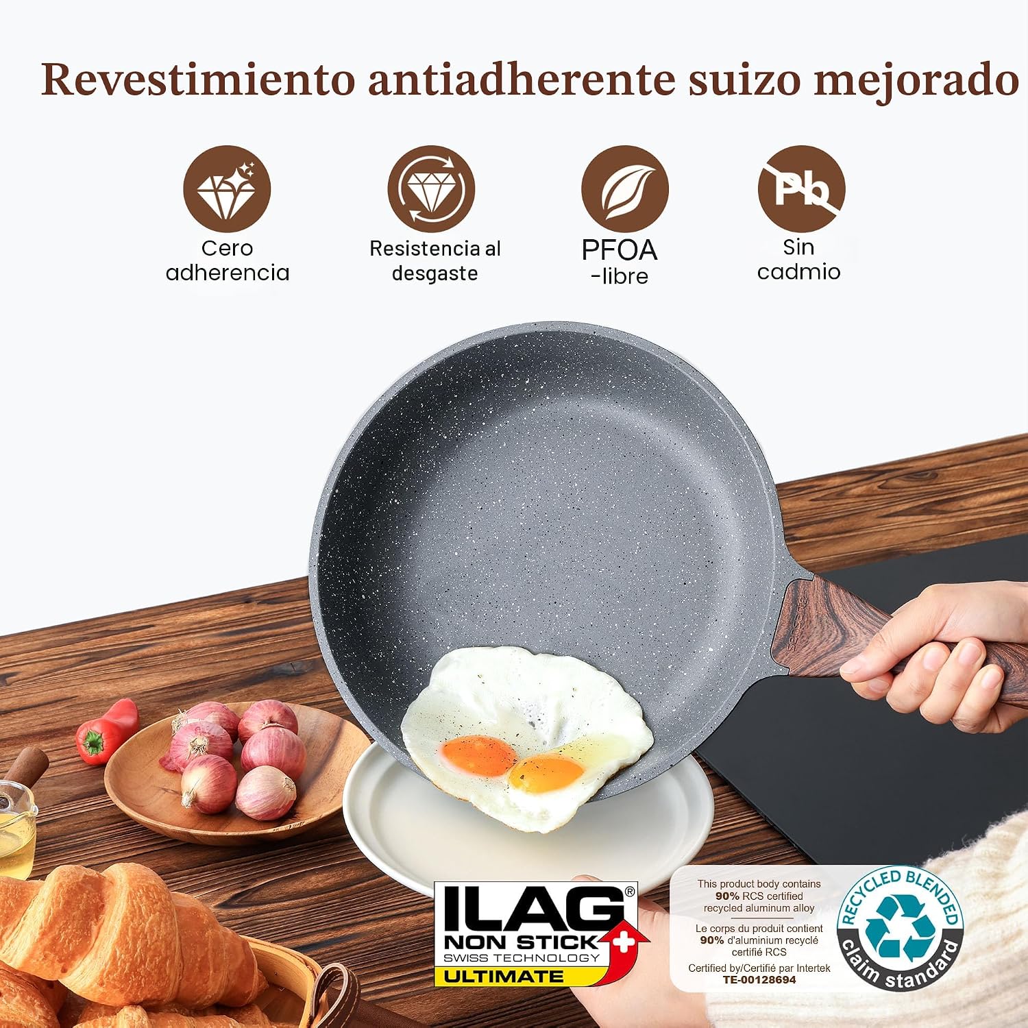 SENSARTE Sartén Antiadherente para Freír, Sartén para Tortilla con...