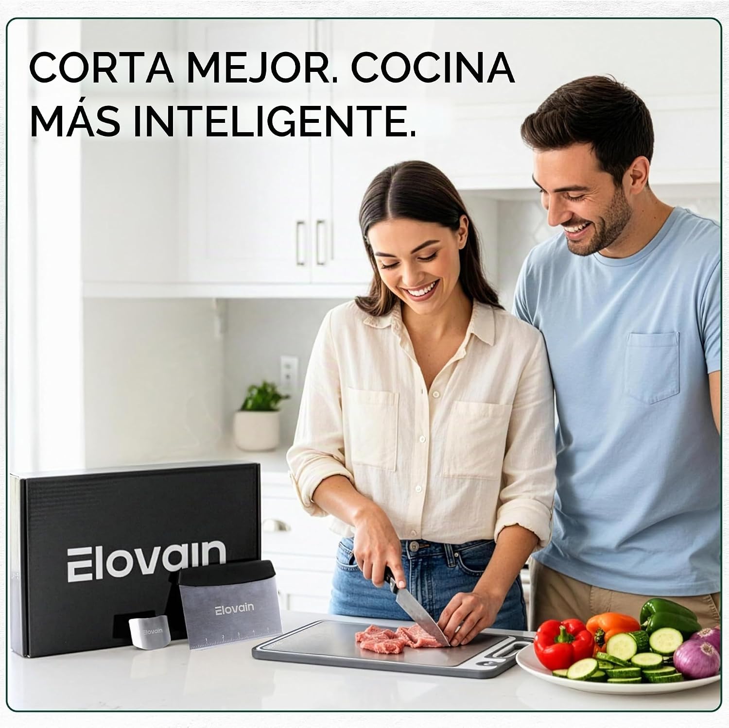 Tabla de cortar de acero inoxidable con afilador de cuchillos incor...