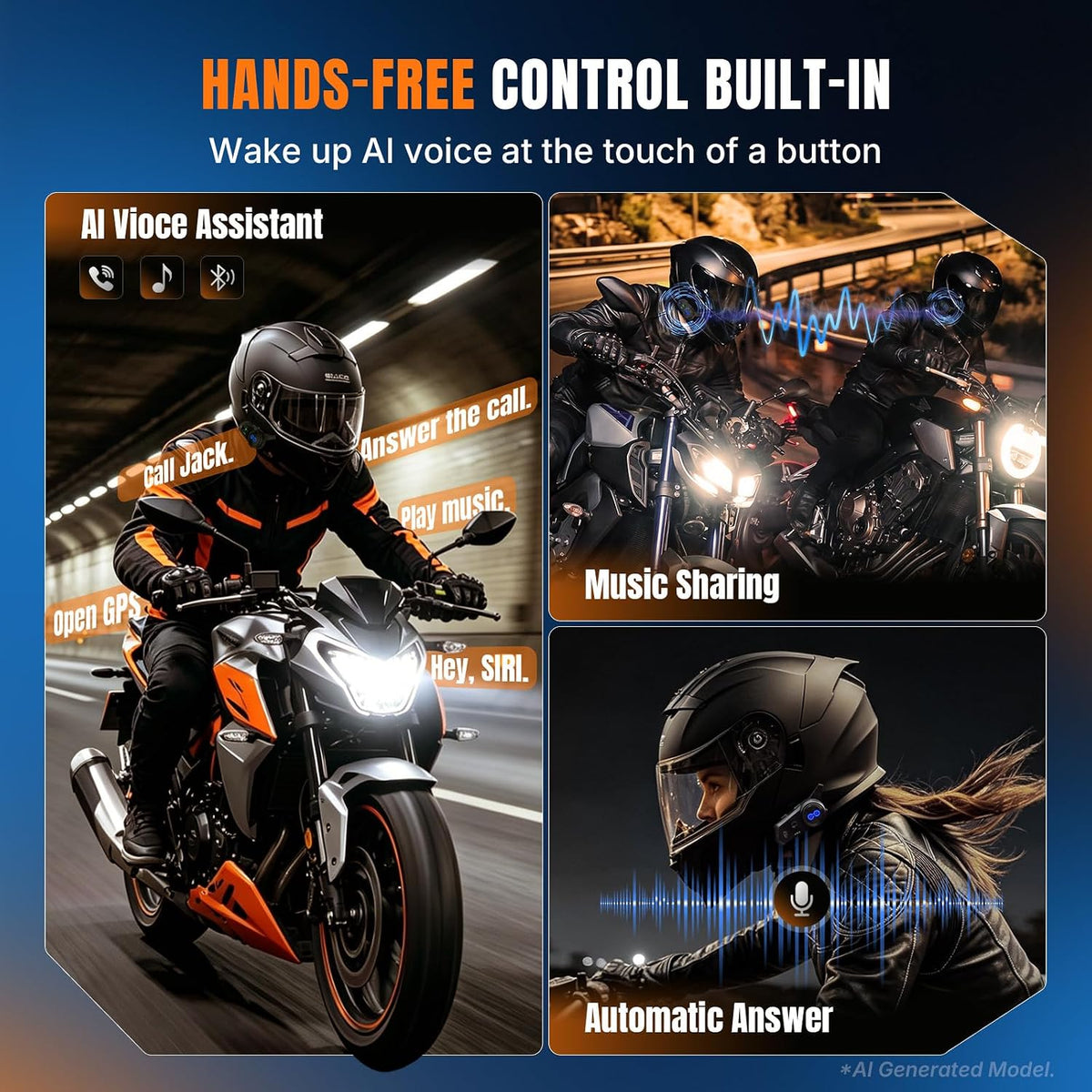 Oumurs Y8X - Auriculares Bluetooth para motocicleta, 8 conductores...