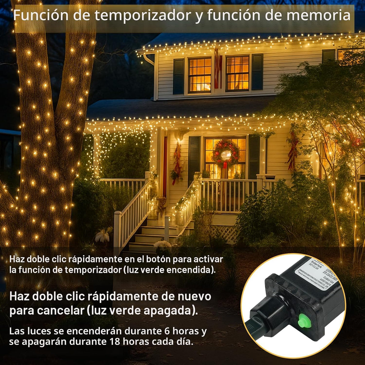 Paquete de 2 tiras de 100 luces LED conectables, luces de Navidad p...