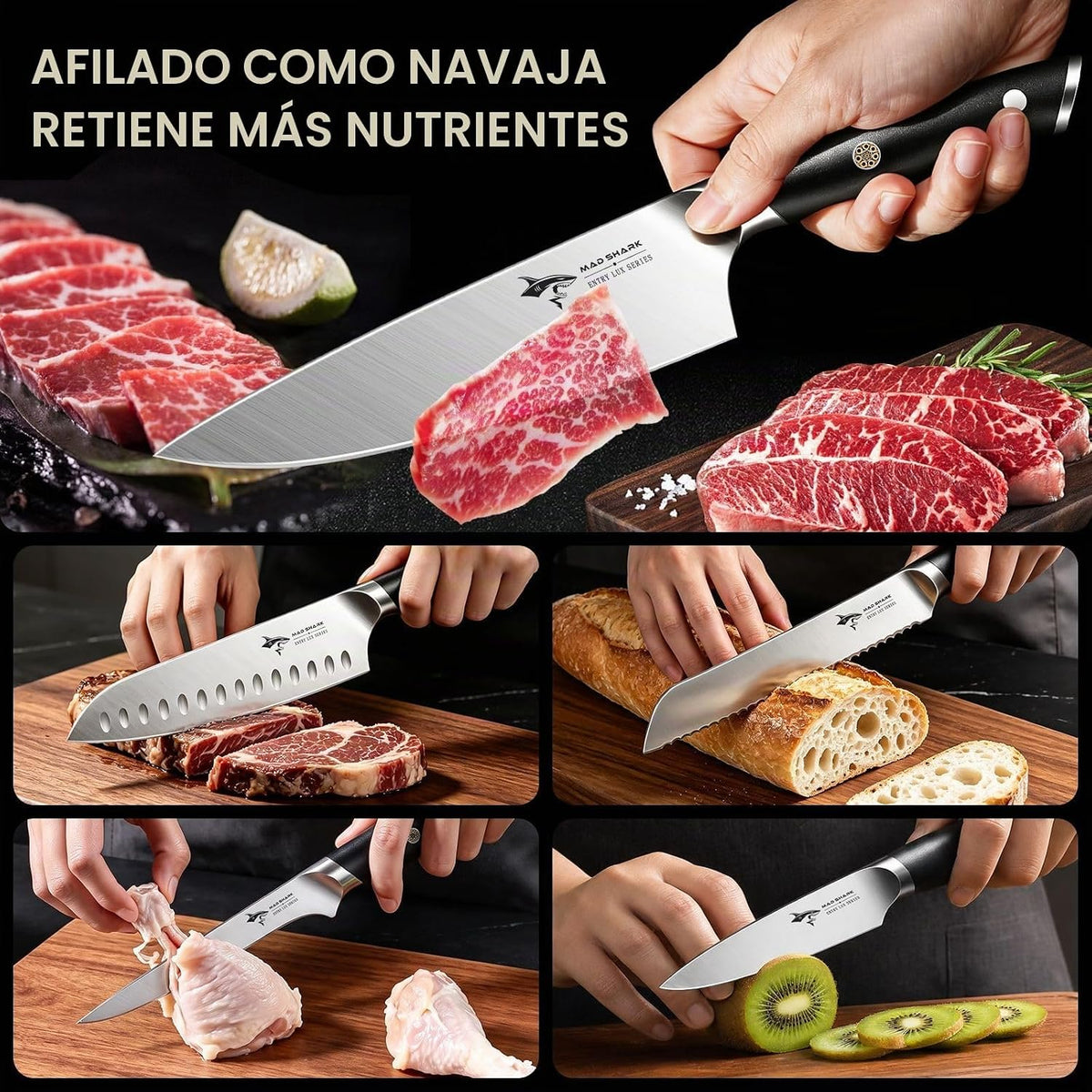 MAD SHARK - Juego de cuchillos de cocina, 5 piezas de cuchillos de...