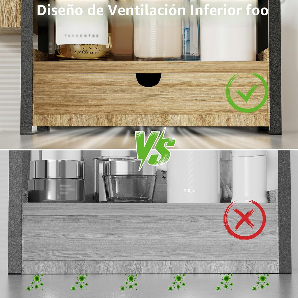Aollewoiti Organizador de encimera de baño de 2 niveles con cajón y...