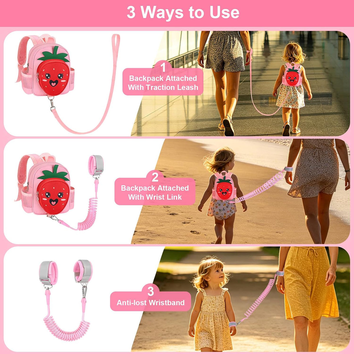 Accmor Mochila para niños con correa, lindas mini mochilas 4 en 1 c...