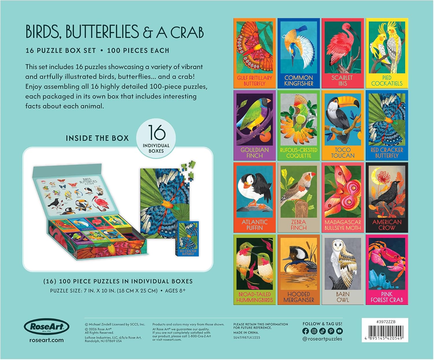 RoseArt - Juego de caja de rompecabezas con diseño de pájaros, mari...