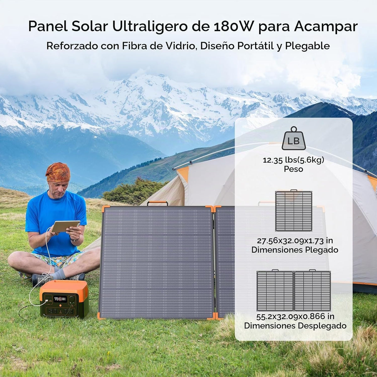 ZOUPW Panel solar portátil 180W tipo N 16BB para central eléctrica...