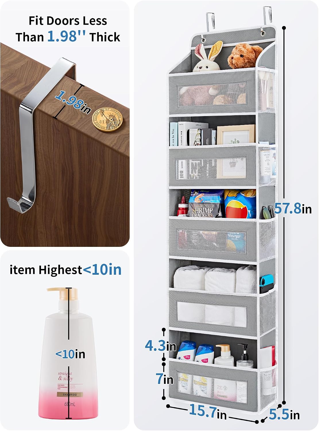 JARLINK Organizador sobre la puerta para dormitorio, despensa, baño...