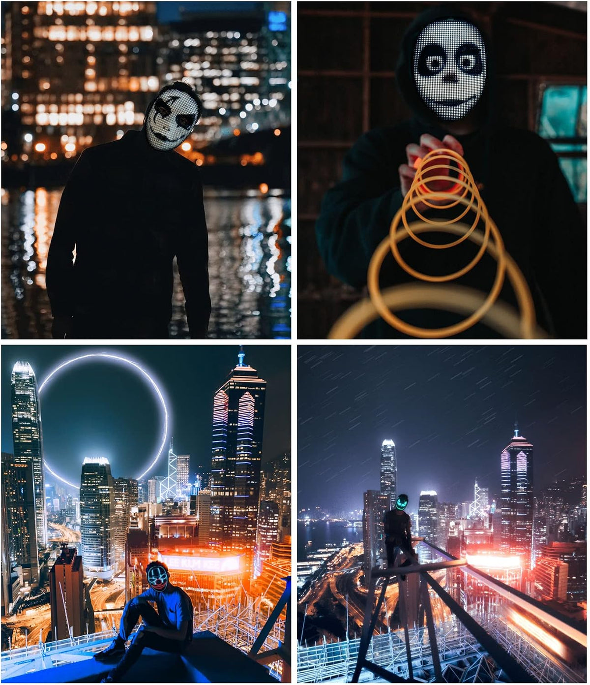 Máscara LED de Halloween Gootus con detección de gestos y personali...