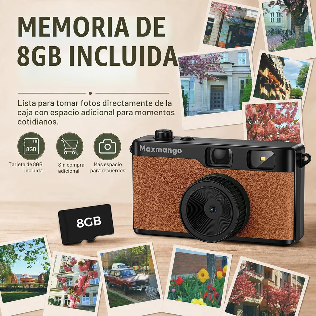 Maxmango Cámara digital vintage D53 - Cámara digital retro de 12 MP...